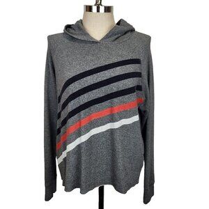 Sundry Pullover Diagonal Stripe Hoodie Womens M (2) Gray‎ French Terry Comfort